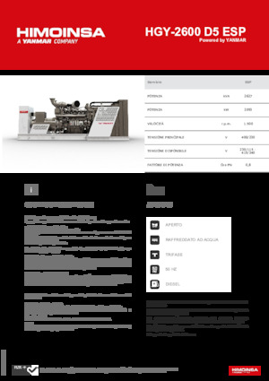 Agregaty prądotwórcze z silnikiem wysokoprężnym HIMOINSA HGY-2600 D5 ESP