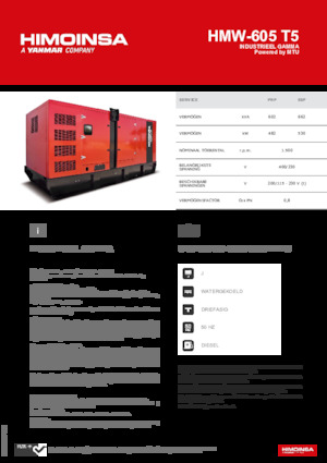 Agregaty prądotwórcze z silnikiem wysokoprężnym HIMOINSA HMW-605 T5