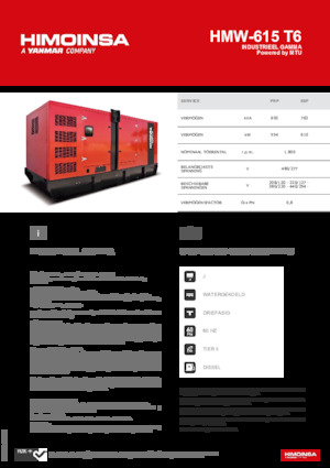 Agregaty prądotwórcze z silnikiem wysokoprężnym HIMOINSA HMW-615 T6