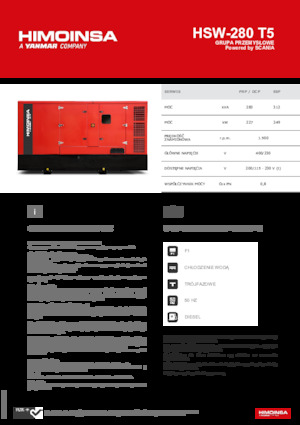 Agregaty prądotwórcze z silnikiem wysokoprężnym HIMOINSA HSW-280 T5