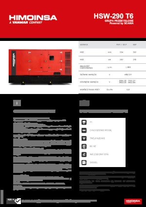 Agregaty prądotwórcze z silnikiem wysokoprężnym HIMOINSA HSW-290 T6