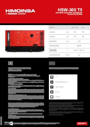 Agregaty prądotwórcze z silnikiem wysokoprężnym HIMOINSA HSW-305 T5