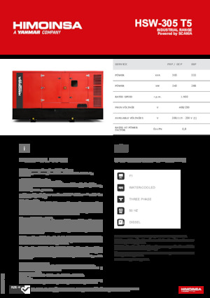 Agregaty prądotwórcze z silnikiem wysokoprężnym HIMOINSA HSW-305 T5