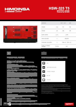 Agregaty prądotwórcze z silnikiem wysokoprężnym HIMOINSA HSW-325 T5