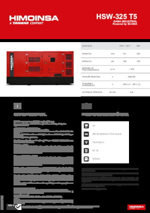 Agregaty prądotwórcze z silnikiem wysokoprężnym HIMOINSA HSW-325 T5