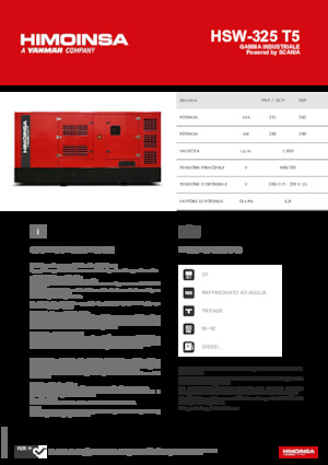 Agregaty prądotwórcze z silnikiem wysokoprężnym HIMOINSA HSW-325 T5