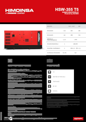 Agregaty prądotwórcze z silnikiem wysokoprężnym HIMOINSA HSW-355 T5
