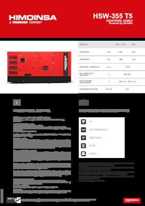 Agregaty prądotwórcze z silnikiem wysokoprężnym HIMOINSA HSW-355 T5