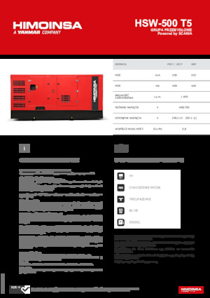 Agregaty prądotwórcze z silnikiem wysokoprężnym HIMOINSA HSW-500 T5