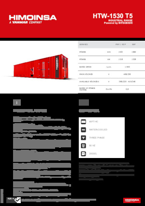 Agregaty prądotwórcze z silnikiem wysokoprężnym HIMOINSA HTW-1530 T5