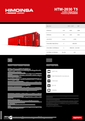Agregaty prądotwórcze z silnikiem wysokoprężnym HIMOINSA HTW-2030 T5