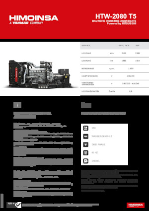 Agregaty prądotwórcze z silnikiem wysokoprężnym HIMOINSA HTW-2080 T5