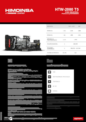 Agregaty prądotwórcze z silnikiem wysokoprężnym HIMOINSA HTW-2080 T5