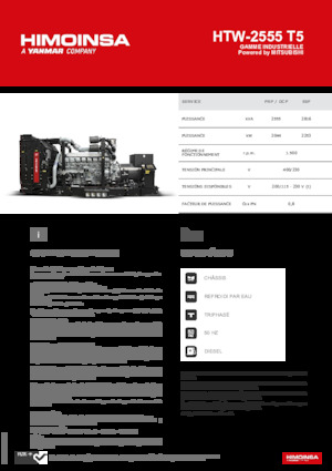 Agregaty prądotwórcze z silnikiem wysokoprężnym HIMOINSA HTW-2555 T5