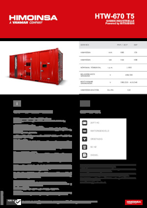 Agregaty prądotwórcze z silnikiem wysokoprężnym HIMOINSA HTW-670 T5