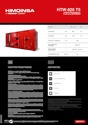 Agregaty prądotwórcze z silnikiem wysokoprężnym HIMOINSA HTW-920 T5
