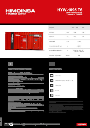 Agregaty prądotwórcze z silnikiem wysokoprężnym HIMOINSA HYW-1095 T6