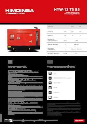 Agregaty prądotwórcze z silnikiem wysokoprężnym HIMOINSA HYW-13 T5 S5