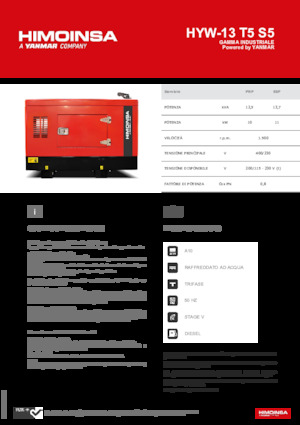 Agregaty prądotwórcze z silnikiem wysokoprężnym HIMOINSA HYW-13 T5 S5