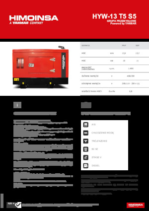 Agregaty prądotwórcze z silnikiem wysokoprężnym HIMOINSA HYW-13 T5 S5