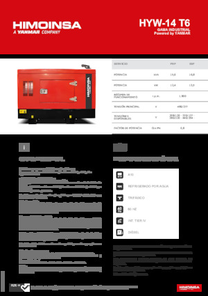 Agregaty prądotwórcze z silnikiem wysokoprężnym HIMOINSA HYW-14 T6