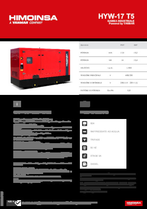 Agregaty prądotwórcze z silnikiem wysokoprężnym HIMOINSA HYW-17 T5