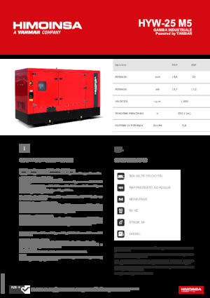 Agregaty prądotwórcze z silnikiem wysokoprężnym HIMOINSA HYW-25 M5