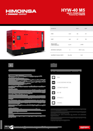 Agregaty prądotwórcze z silnikiem wysokoprężnym HIMOINSA HYW-40 M5