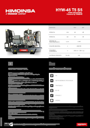Agregaty prądotwórcze z silnikiem wysokoprężnym HIMOINSA HYW-45 T5 S5
