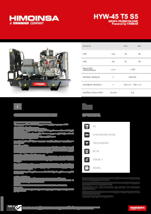 Agregaty prądotwórcze z silnikiem wysokoprężnym HIMOINSA HYW-45 T5 S5