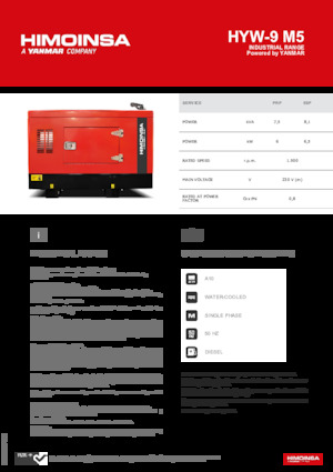 Agregaty prądotwórcze z silnikiem wysokoprężnym HIMOINSA HYW-9 M5