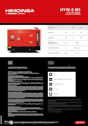 Agregaty prądotwórcze z silnikiem wysokoprężnym HIMOINSA HYW-9 M5