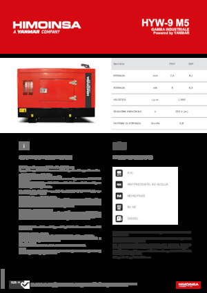 Agregaty prądotwórcze z silnikiem wysokoprężnym HIMOINSA HYW-9 M5