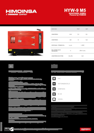 Agregaty prądotwórcze z silnikiem wysokoprężnym HIMOINSA HYW-9 M5