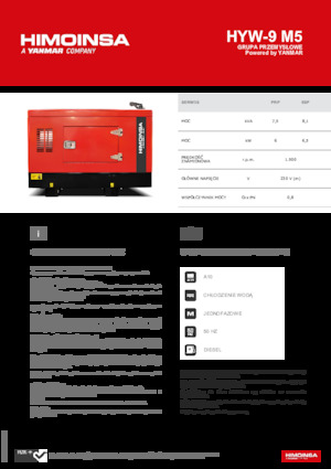 Agregaty prądotwórcze z silnikiem wysokoprężnym HIMOINSA HYW-9 M5