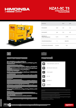 Agregaty prądotwórcze z silnikiem wysokoprężnym HIMOINSA HZA1-5C T5