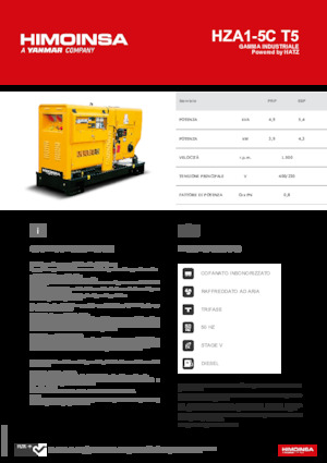 Agregaty prądotwórcze z silnikiem wysokoprężnym HIMOINSA HZA1-5C T5