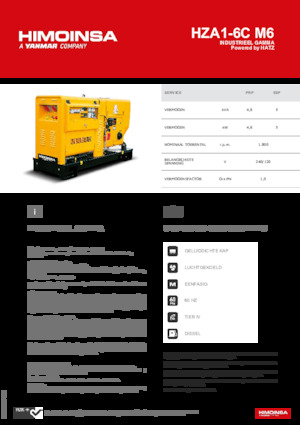 Agregaty prądotwórcze z silnikiem wysokoprężnym HIMOINSA HZA1-6C M6