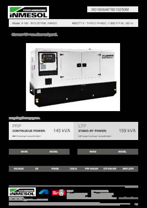 Agregaty prądotwórcze z silnikiem wysokoprężnym INMESOL II-160