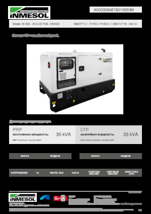 Agregaty prądotwórcze z silnikiem wysokoprężnym INMESOL IK-033