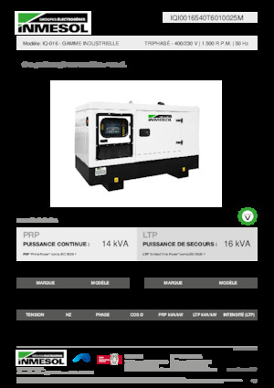Agregaty prądotwórcze z silnikiem wysokoprężnym INMESOL IQ-016