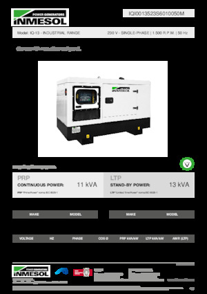 Agregaty prądotwórcze z silnikiem wysokoprężnym INMESOL IQ-13