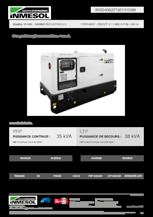 Agregaty prądotwórcze z silnikiem wysokoprężnym INMESOL IR-040