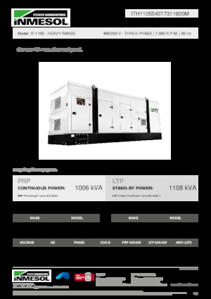 Agregaty prądotwórcze z silnikiem wysokoprężnym INMESOL IT-1105