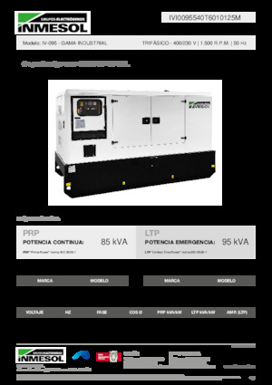 Agregaty prądotwórcze z silnikiem wysokoprężnym INMESOL IV-095