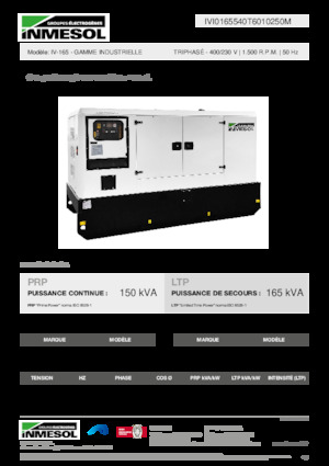 Agregaty prądotwórcze z silnikiem wysokoprężnym INMESOL IV-165