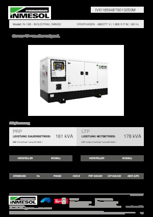 Agregaty prądotwórcze z silnikiem wysokoprężnym INMESOL IV-185