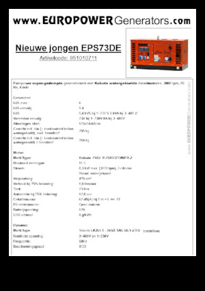Agregaty prądotwórcze z silnikiem wysokoprężnym Europower New Boy EPS73DE (S)