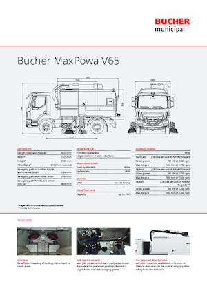 Zamiatarki dwufunkcyjne Bucher-Schörling MaxPowa V65m