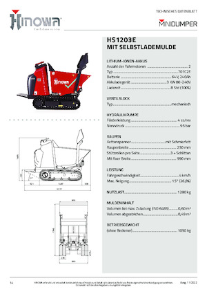 Elektryczne wozidła gąsienicowe Hinowa HS1203E